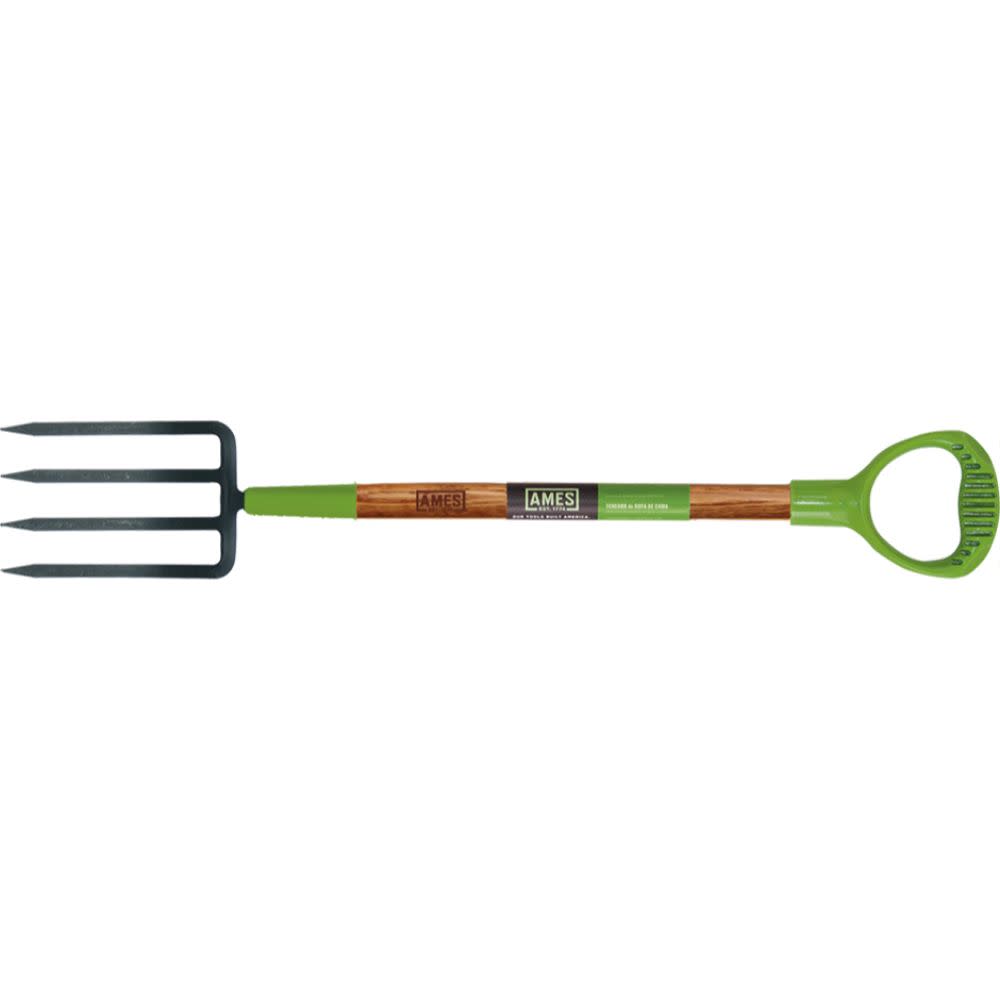 Ames 4-Tine Forged Spading Fork with Wood Handle - Ascmtools