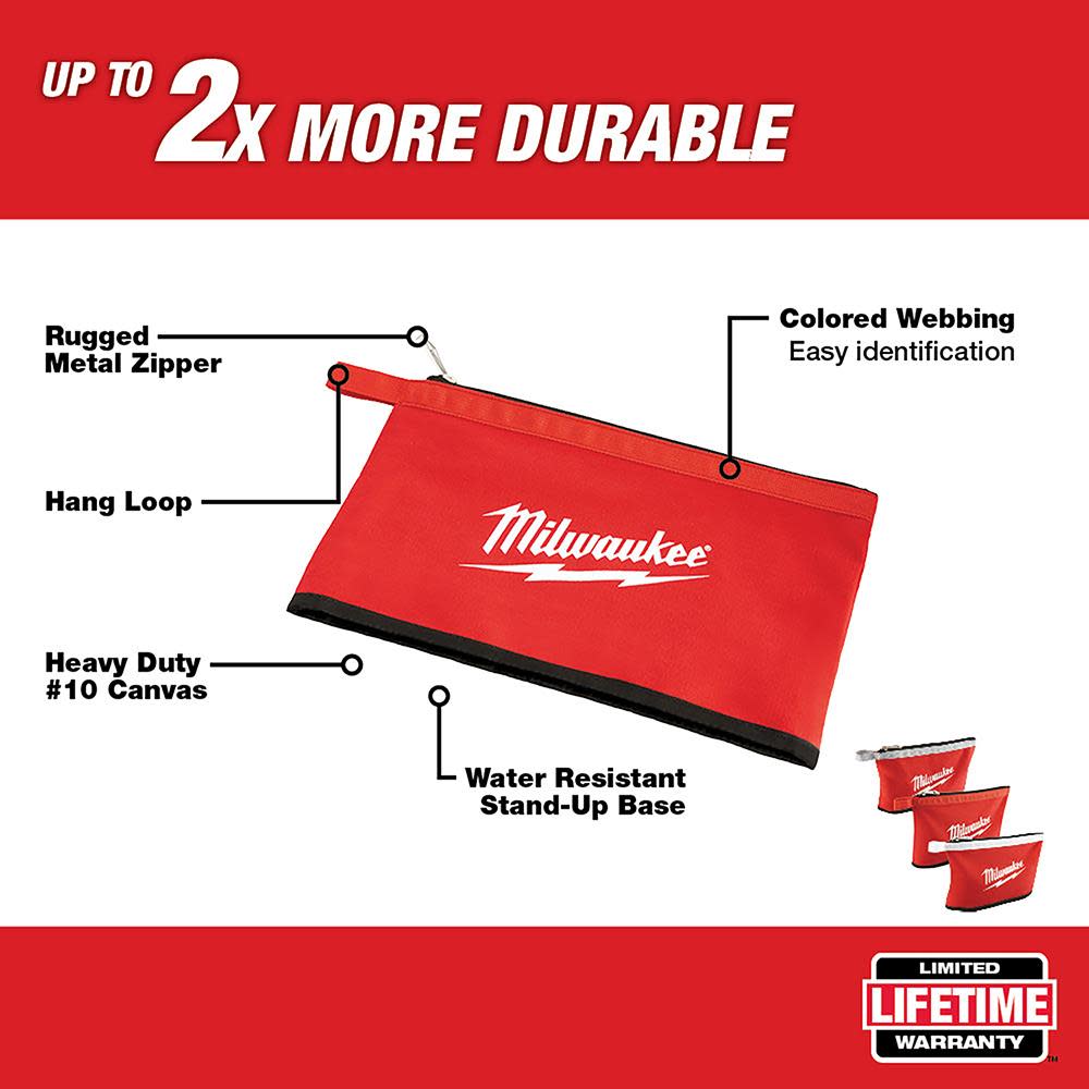 Milwaukee 3 pk Zipper Pouches - Ascmtools