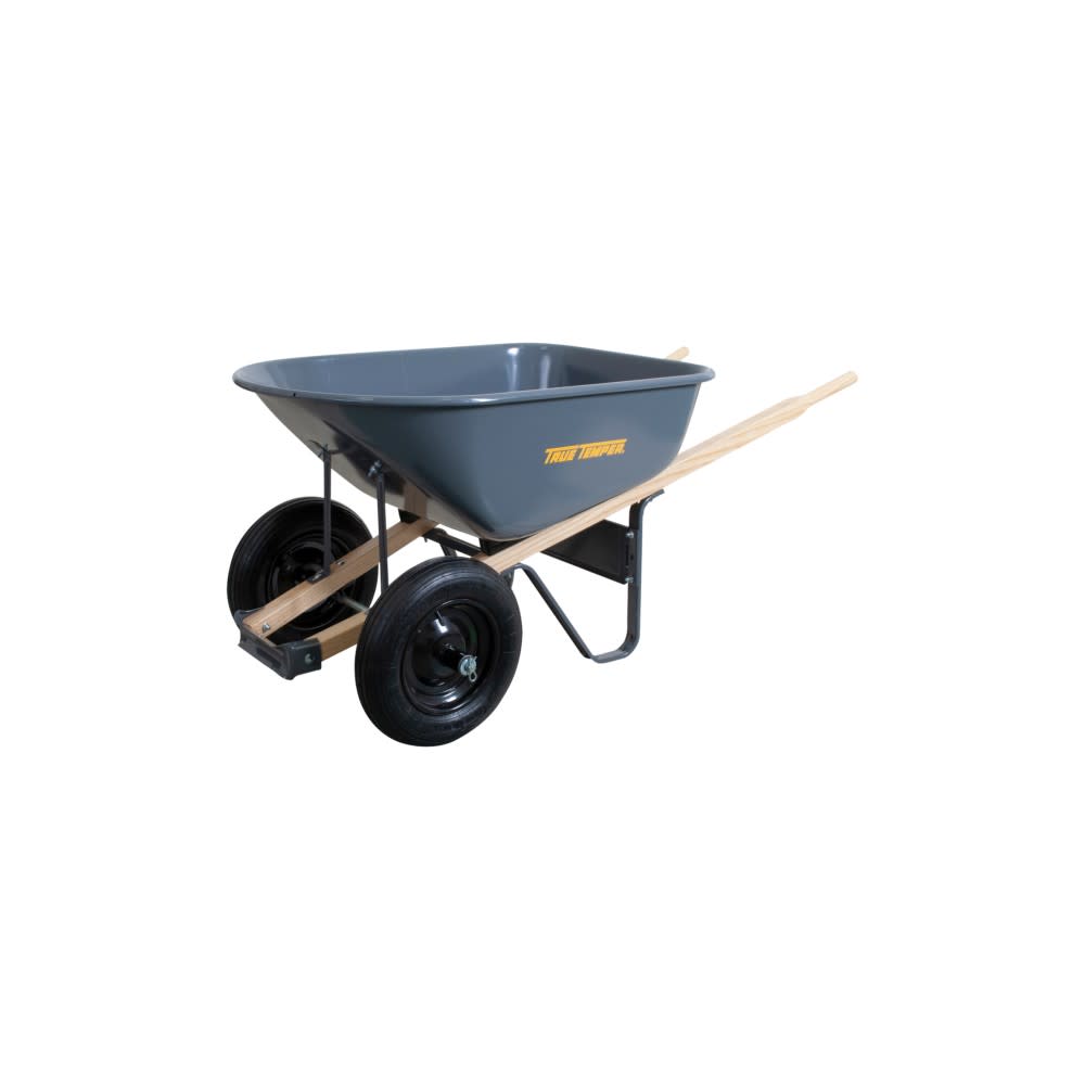 True Temper Wheelbarrow with Dual Wheel 6 Cu Ft Steel - Ascmtools