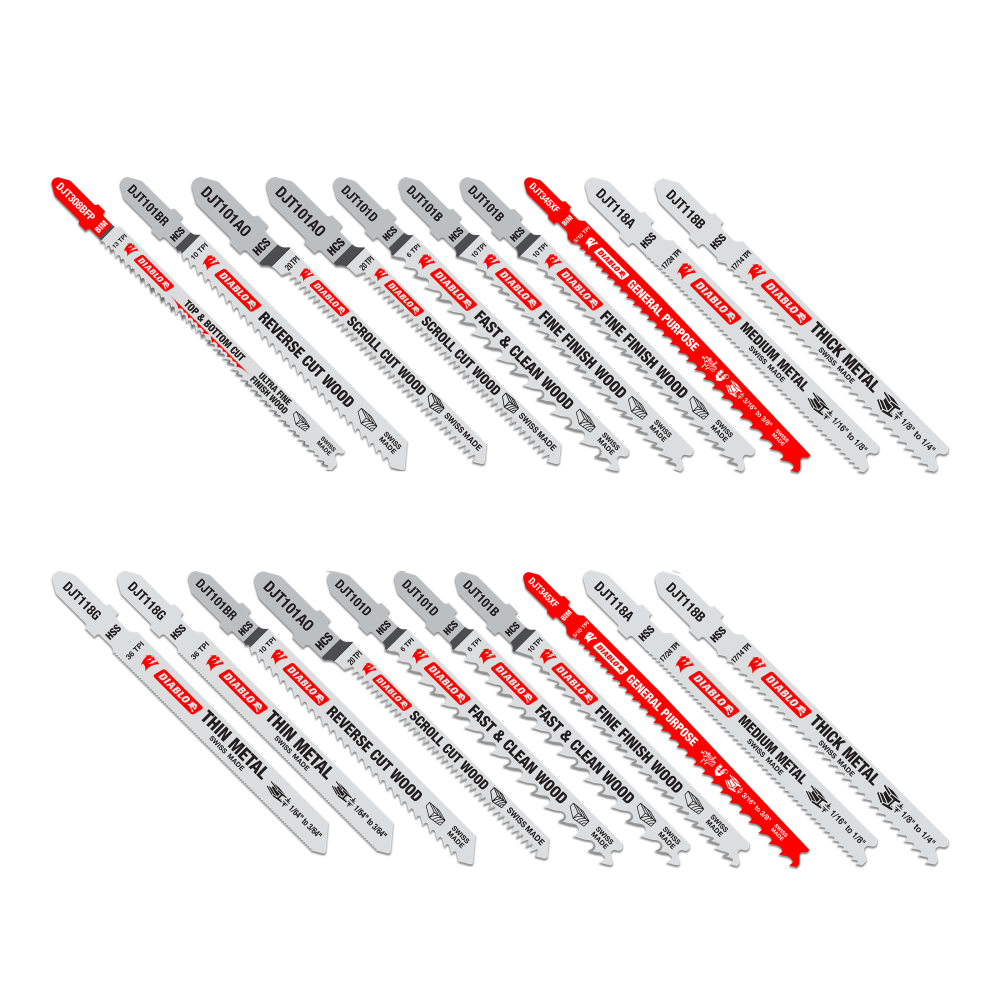 Diablo Tools 20 pc T-Shank Jig Saw Blade Set for Wood & Metal (20-Piece) - Ascmtools