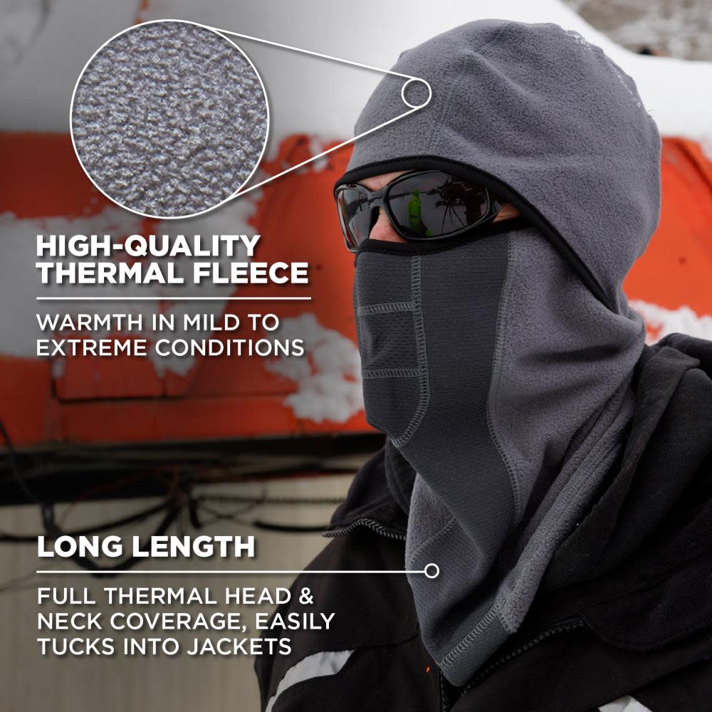 Ergodyne N Ferno 6823 Balaclava Face Mask Windproof Hinged Gray - Ascmtools