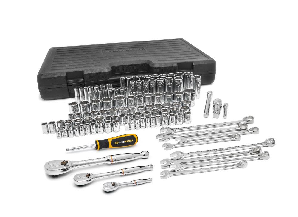 GEARWRENCH Mechanics Tool Set 1/4″ 3/8″ & 1/2″ Drive 110pc - Ascmtools