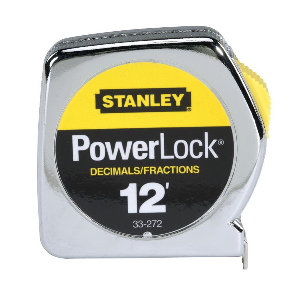 Stanley Powerlock Decimal Tape Rule with Metal Case 1/2 In. x 12 Ft. - Ascmtools