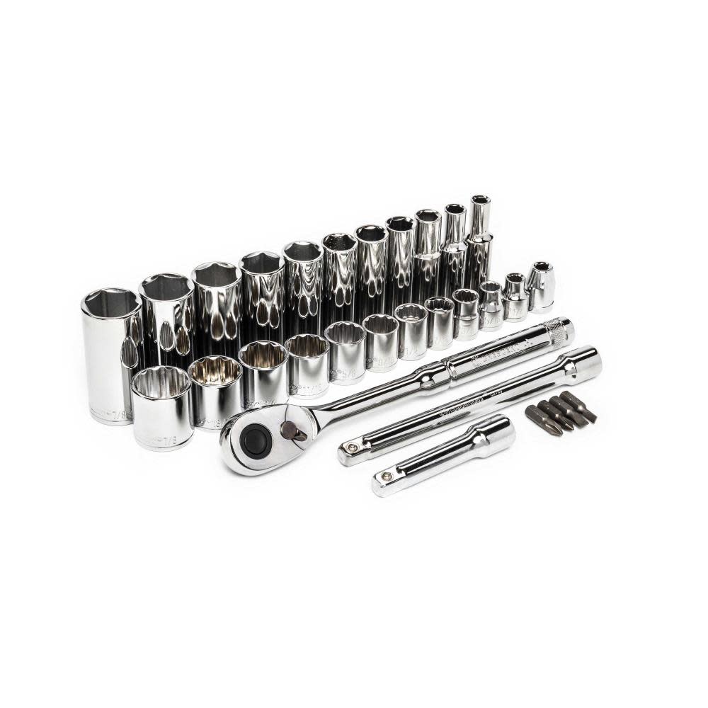 Crescent 30 Pc 3/8″ Drive 6 and 12 Point SAE Mechanics Tool Set - Ascmtools