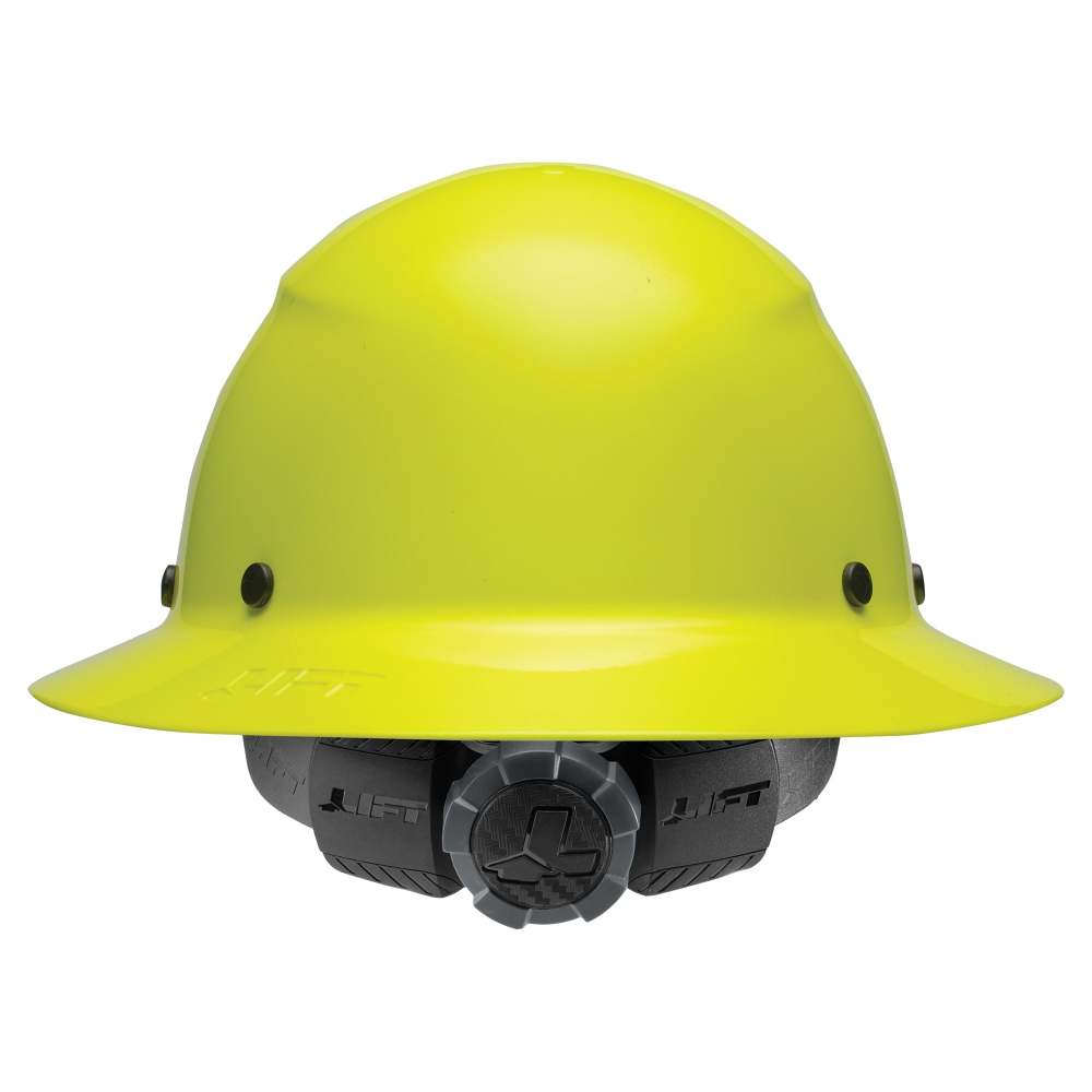 Lift Safety Hard Hat DAX Hi-Viz Yellow Fiber Resin Full Brim - Ascmtools
