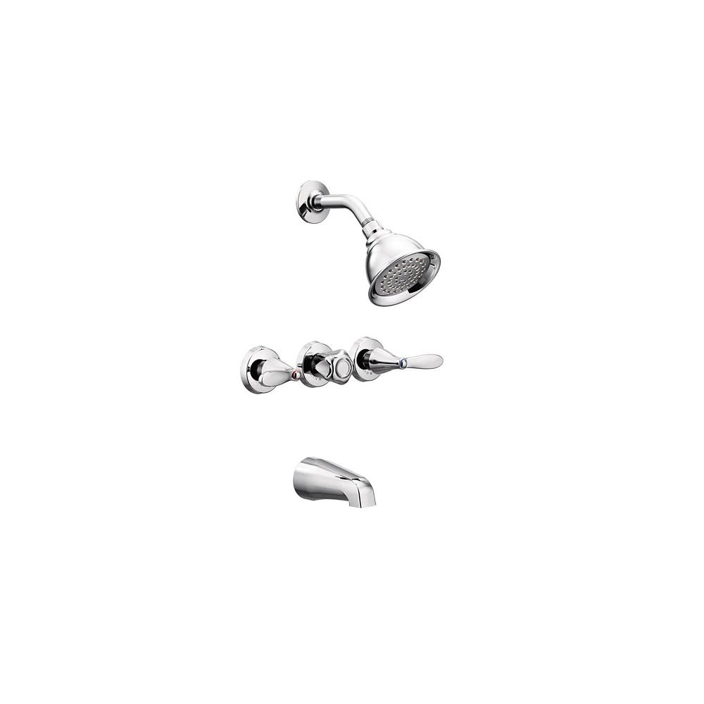 Moen Adler Tub/Shower Faucet Standard 3 Handle Chrome Metal - Ascmtools