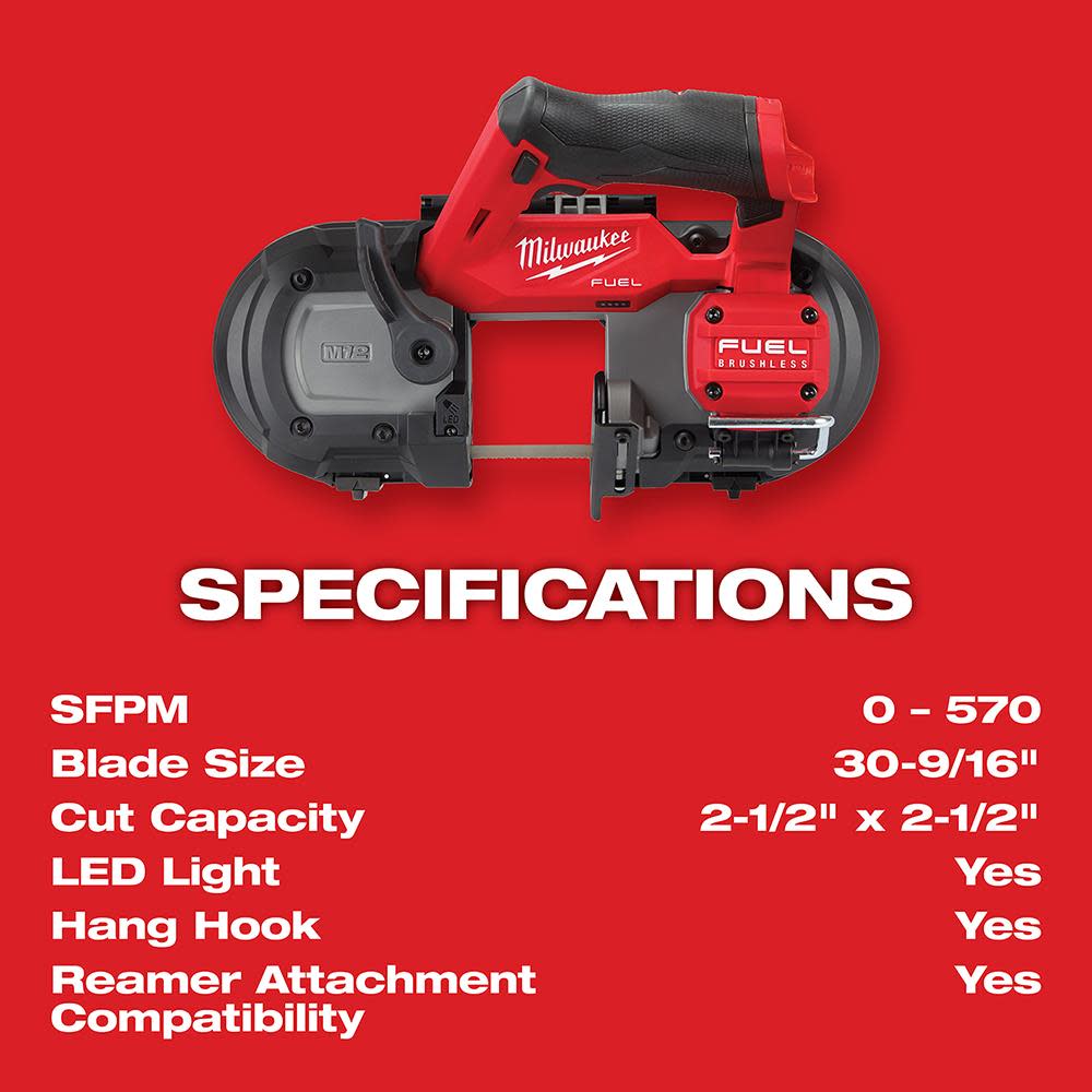 Milwaukee M12 FUEL Compact Band Saw Bare Tool - Ascmtools