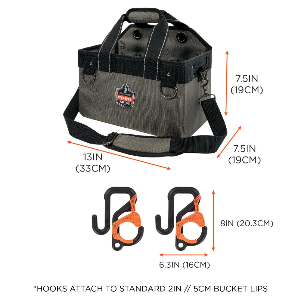 Ergodyne Arsenal 5846 Gray Bucket Truck Small Tool Bag with Bucket Hooks Kit - Ascmtools