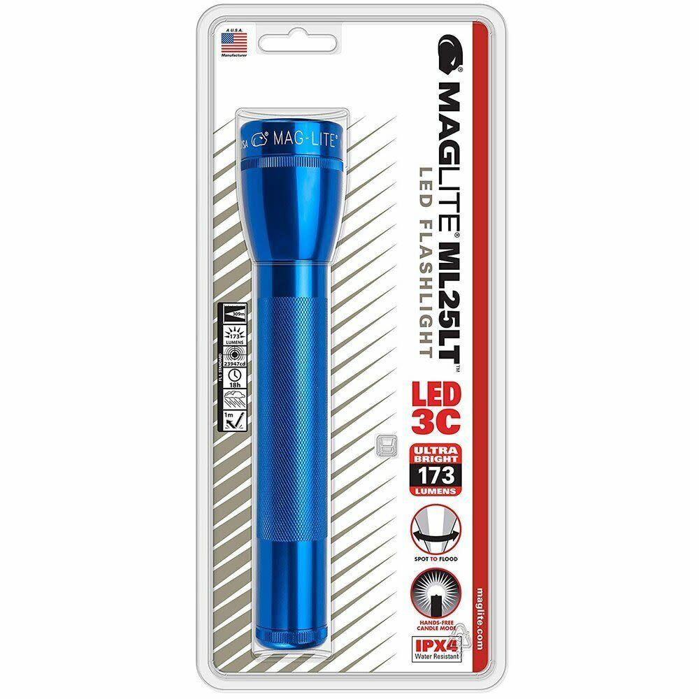 Maglite Flashlight ML25LT 173 Lumens Blue LED 2 Cell C - Ascmtools