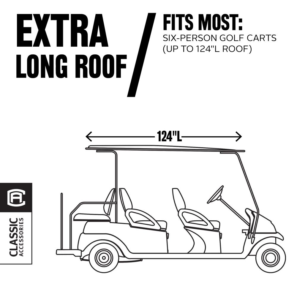 Classic Accessories Golf Car Quick-Fit Cover Extra Long Roof - Ascmtools