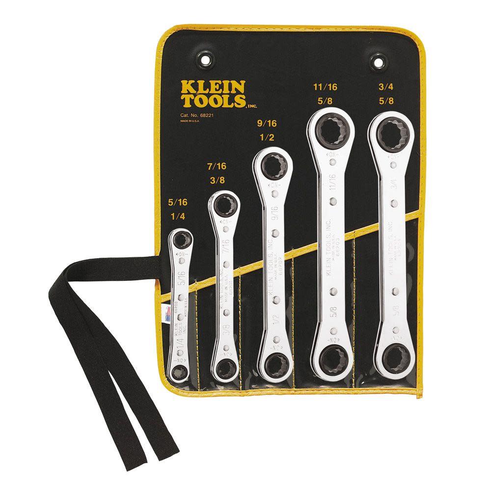 Klein Tools 5 Piece Ratcheting Box Wrench Set - Ascmtools