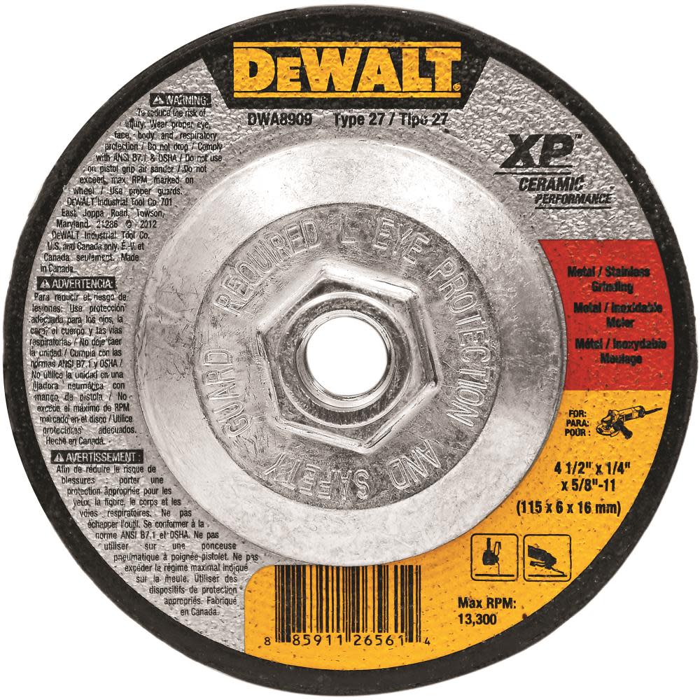 DEWALT 4-1/2″ x 1/4″ x 5/8″-11 Ceramic Abrasive - Ascmtools