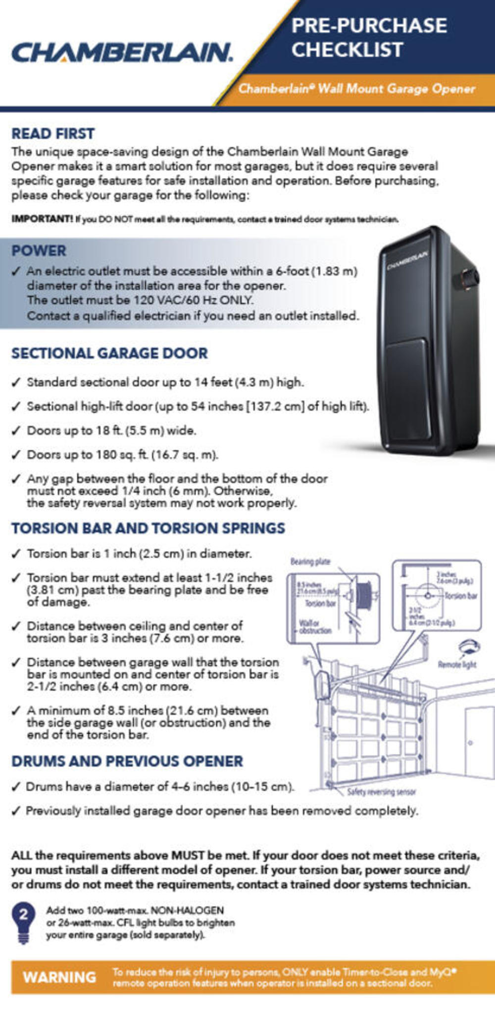 Chamberlain Wall Mounted Ultra Quiet Garage Door Opener - Ascmtools