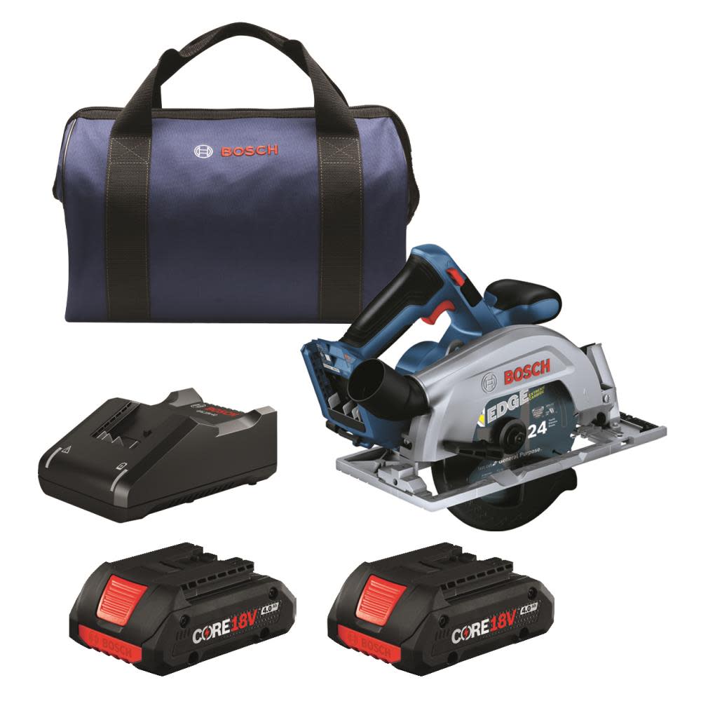 Bosch 18V Blade Right 6 1/2″ Circular Saw Kit with 2 CORE18V 4.0 Ah Compact Batteries - Ascmtools