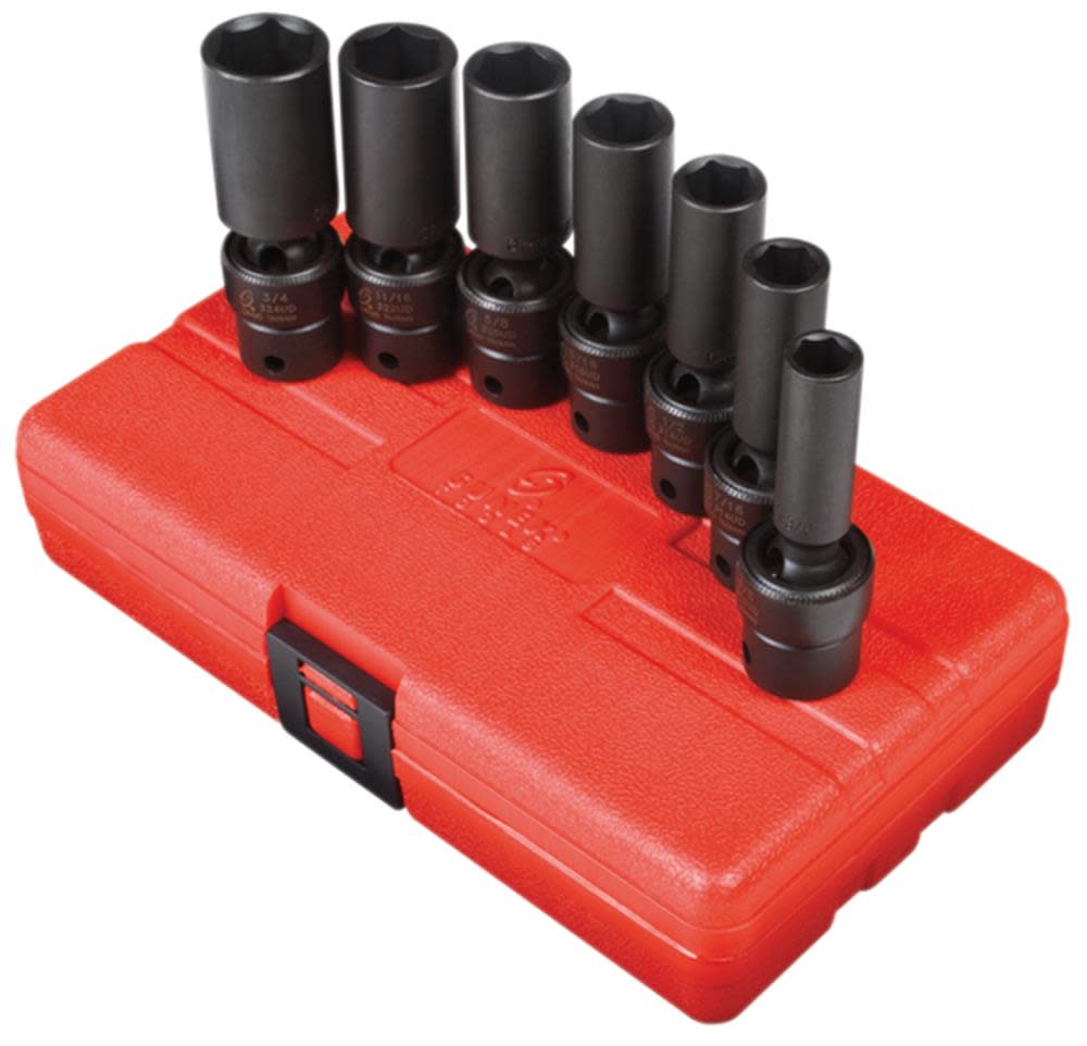 Sunex 7 pc. 3/8 In. Drive SAE Universal Deep Impact Socket Set - Ascmtools