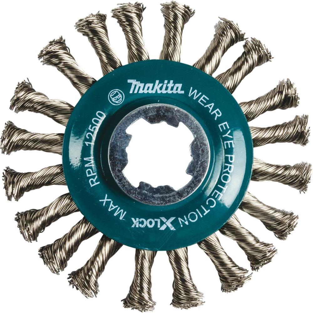 Makita X-LOCK 4-1/2″ Stainless Steel Full Cable Knotted Twist Wire Wheel - Ascmtools