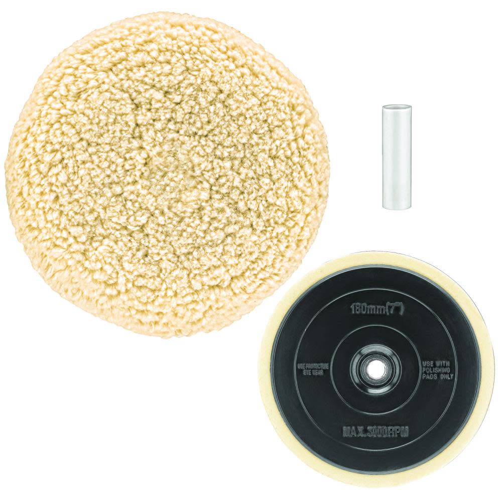 DEWALT 7-in Wool Buffing Pad and Backing Pad Combo Kit - Ascmtools