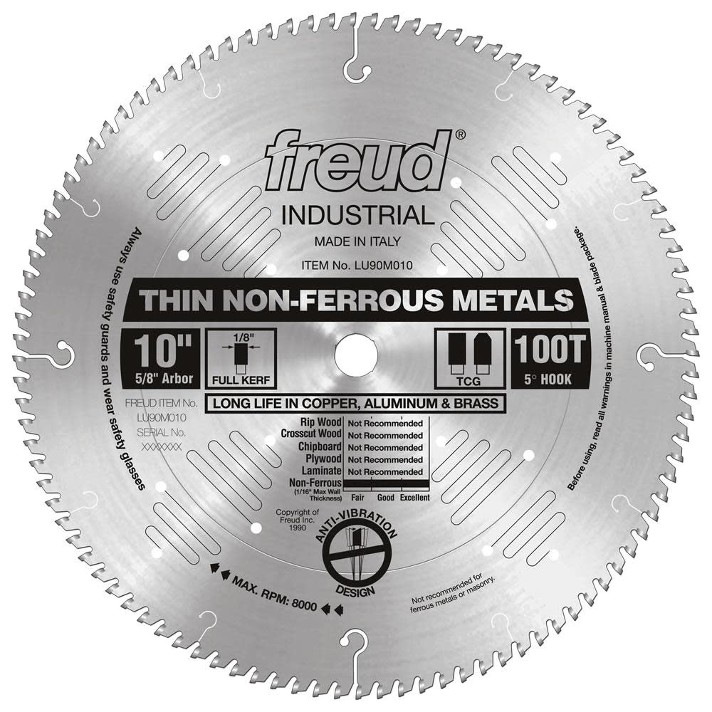 Freud 10″ Thin Stock Non-Ferrous Metal Blade - Ascmtools