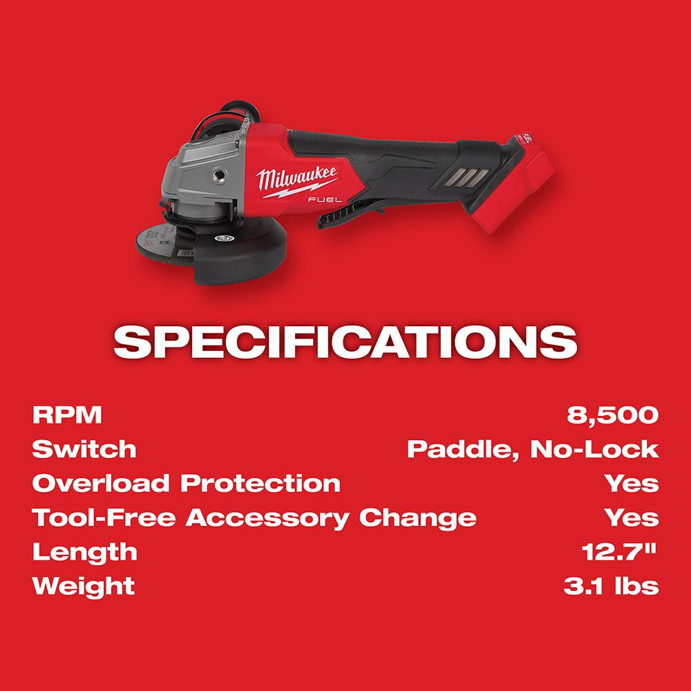 Milwaukee M18 FUEL 4-1/2″ / 5″ Grinder Paddle Switch No-Lock Kit - Ascmtools