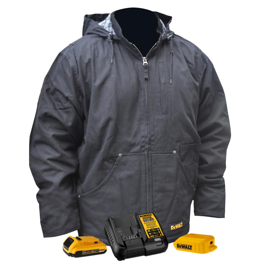 DEWALT Heavy Duty Heated Kit Black Work Jacket XL - Ascmtools