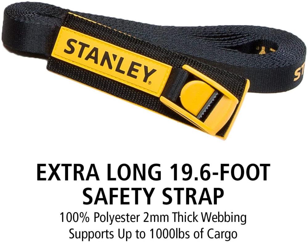 Stanley Tie Down Lashing Strap with Hooks 1″ x 19.6′ Heavy Duty - Ascmtools