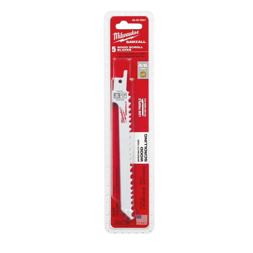 Milwaukee 6 in. 4/6 TPI SAWZALL Blades 5PK - Ascmtools