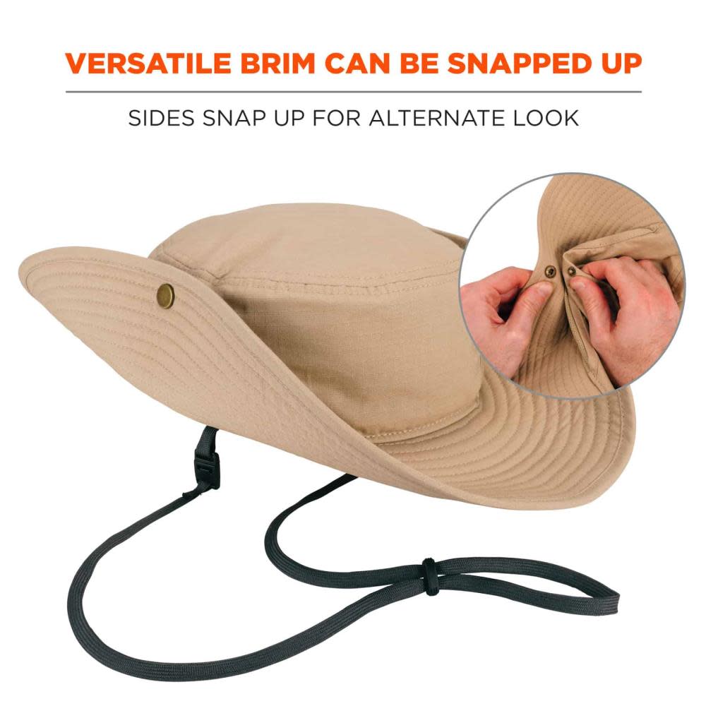 Ergodyne Chill Its 8936 Lightweight Ranger Hat with Mesh Paneling Khaki S/M - Ascmtools