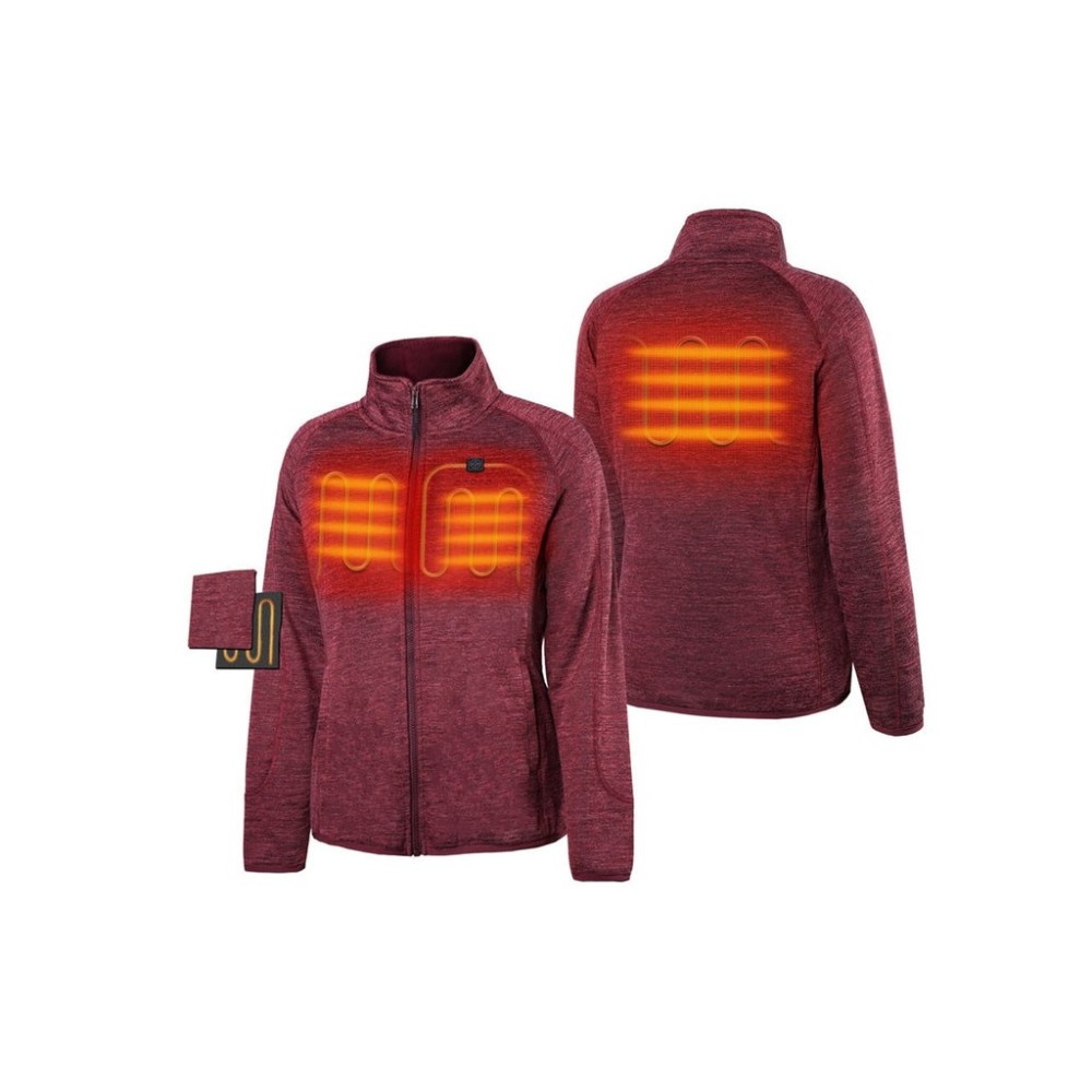 ORORO Womens Maroon Heated Fleece Jacket Kit 3X - Ascmtools