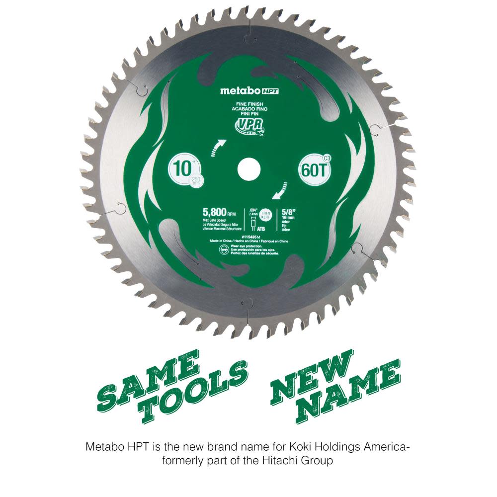 Metabo HPT VPR 10″ 60T Carbide Miter Saw Blade - Ascmtools