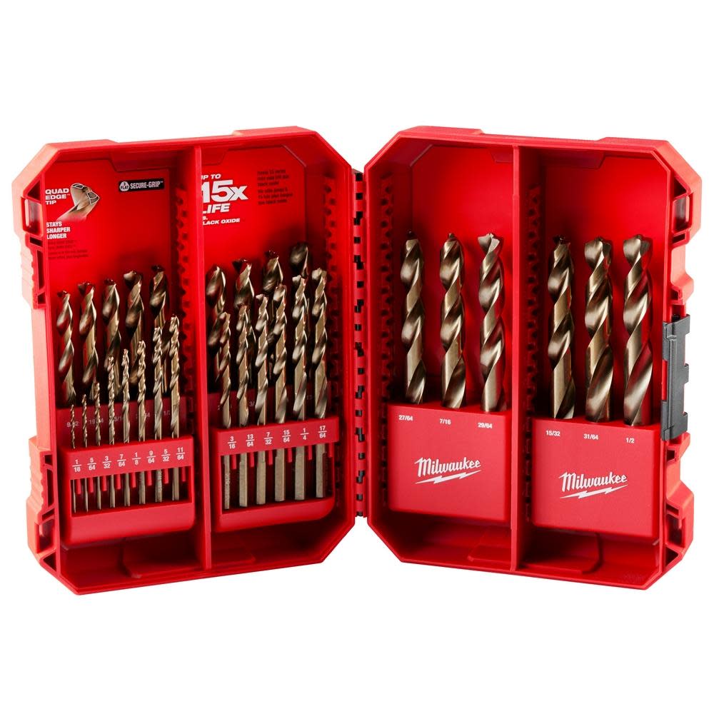 Milwaukee RED HELIX Cobalt Drill Bit Set  29PC - Ascmtools