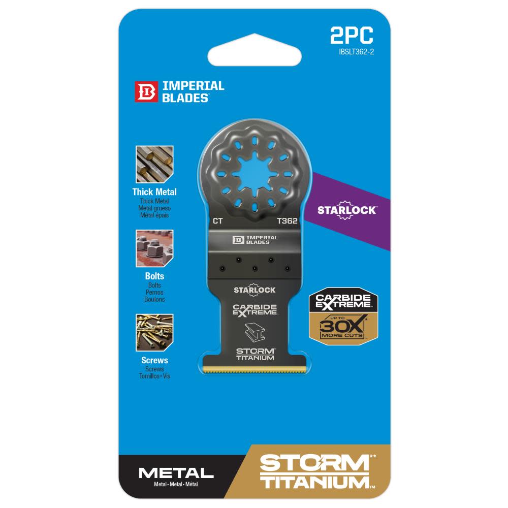 Imperial Blades IBSLT362-2 Starlock 1-3/8″ Carbide Extreme Storm Titanium Metal Blade 2PC - Ascmtools