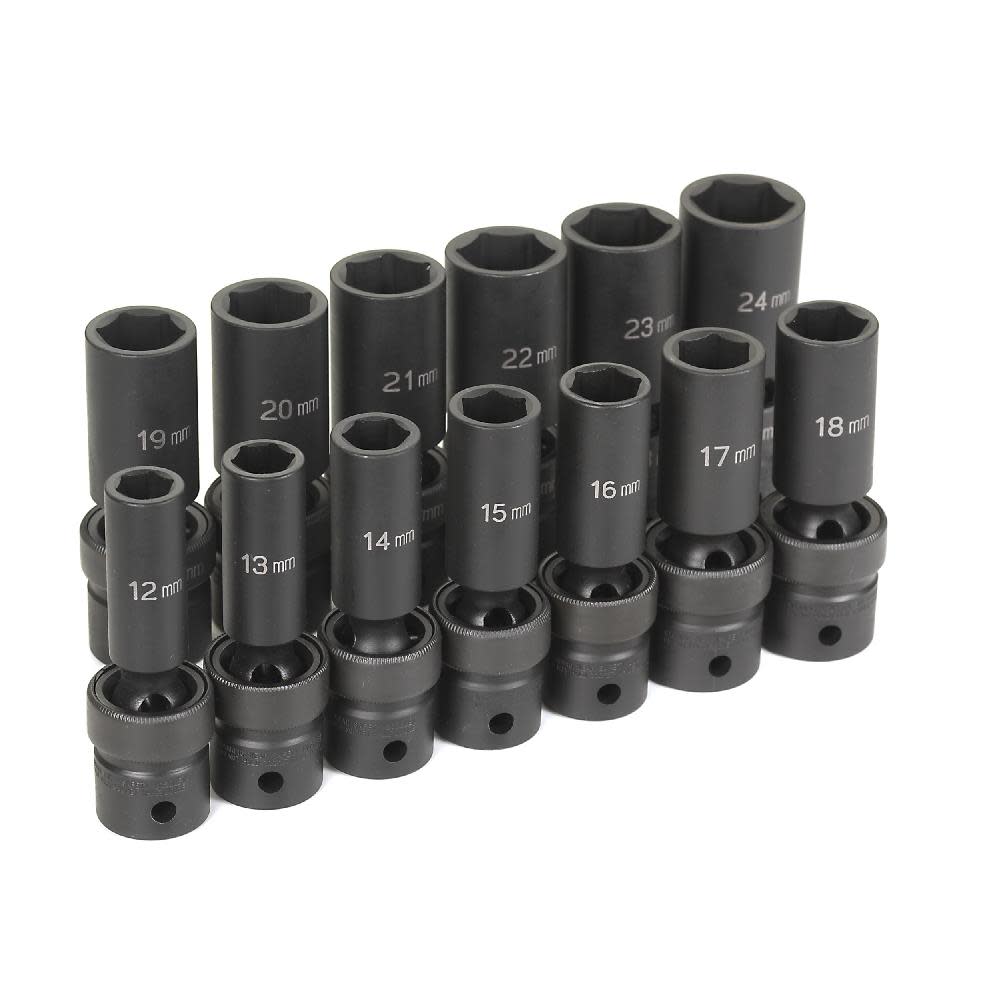 Grey Pneumatic 1/2″ Drive 13 Pc. Deep Length Metric Universal Set - Ascmtools