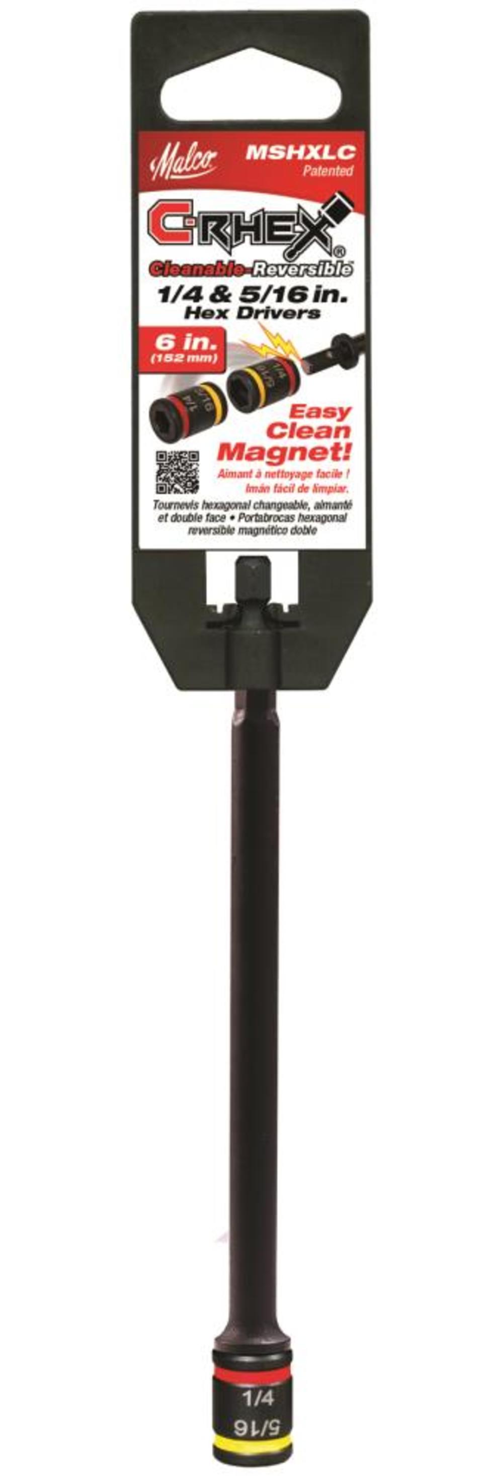 Malco Products 6″ Cleanable Reversible Hex Chuck Driver 3/8 & 5/16 - Ascmtools