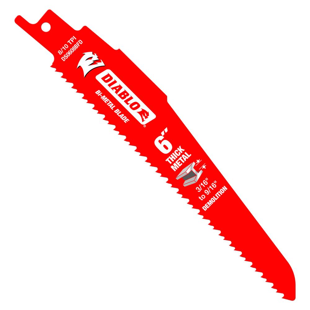 Diablo Tools 6″ Bi-Metal Recip Blade for Thick Metal/Demolition 3/16″ to 9/16″ 25pc - Ascmtools