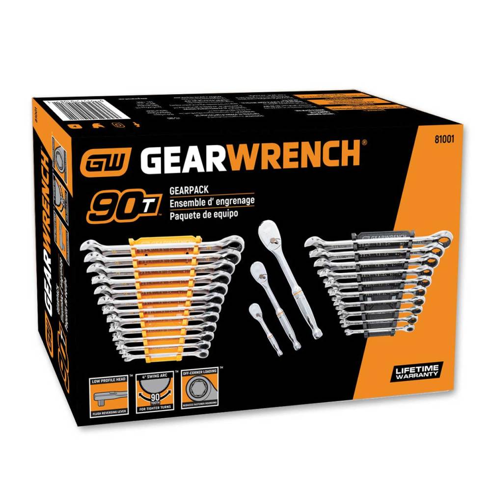 GEARWRENCH GEARPACK Tool Set 90T Wrenches and Ratchets 25pc - Ascmtools