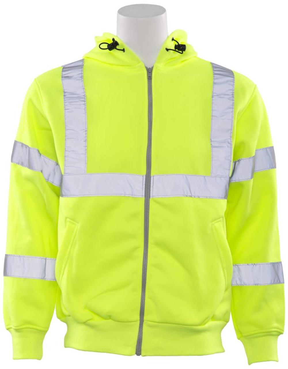 ERB W375 Class 3 Hi Viz Lime Zippered Sweatshirt Large - Ascmtools