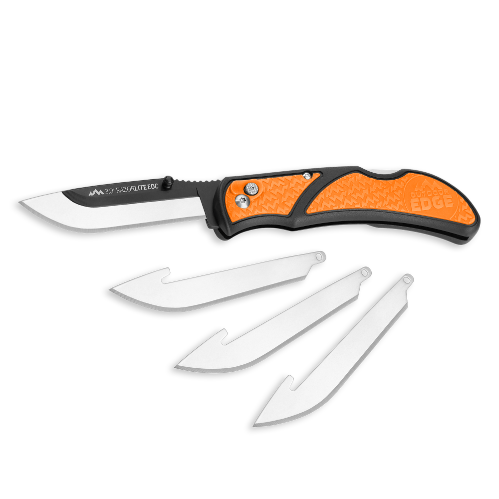 Outdoor Edge RazorLite EDC Folding Knife Orange 3″ with 4 Blades - Ascmtools