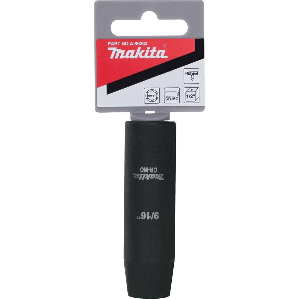 Makita 1/2 in. Drive 6-Point 9/16 in. Deep Well Impact Socket - Ascmtools