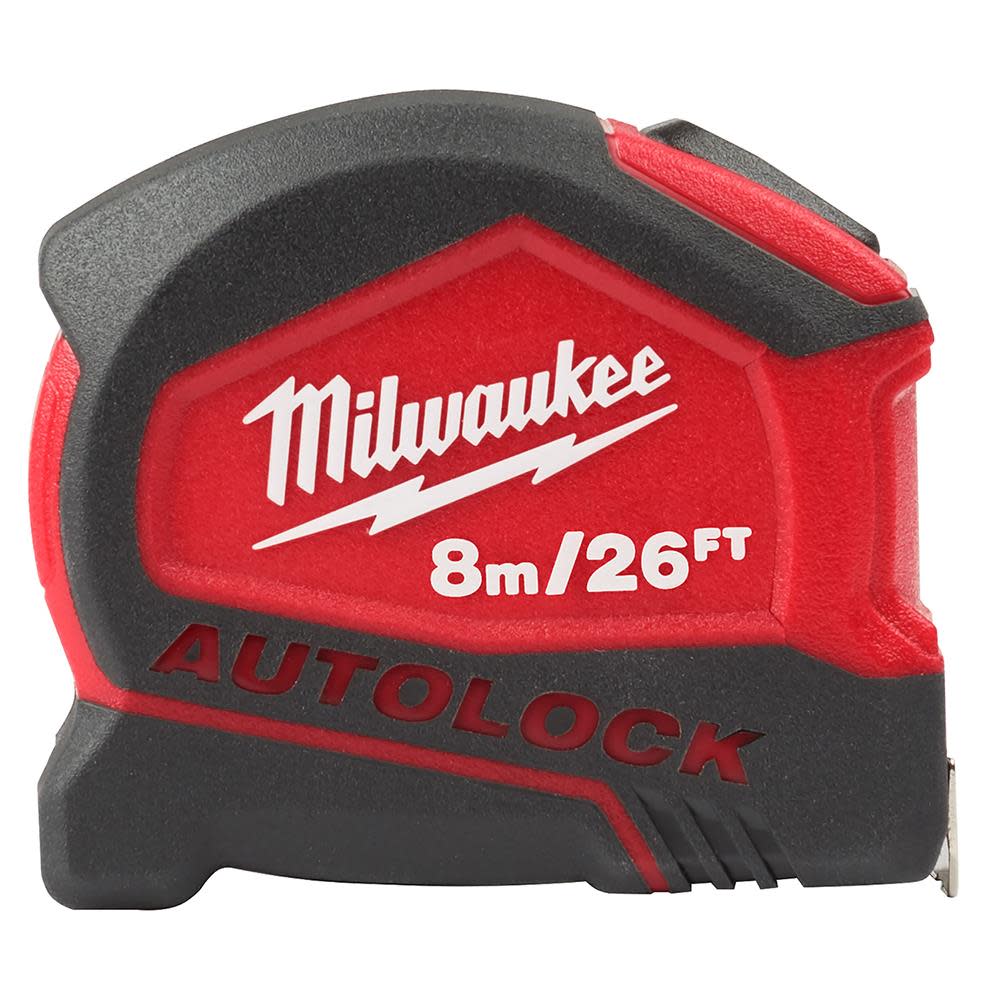 Milwaukee 8m/26′ Compact Auto Lock Tape Measure - Ascmtools