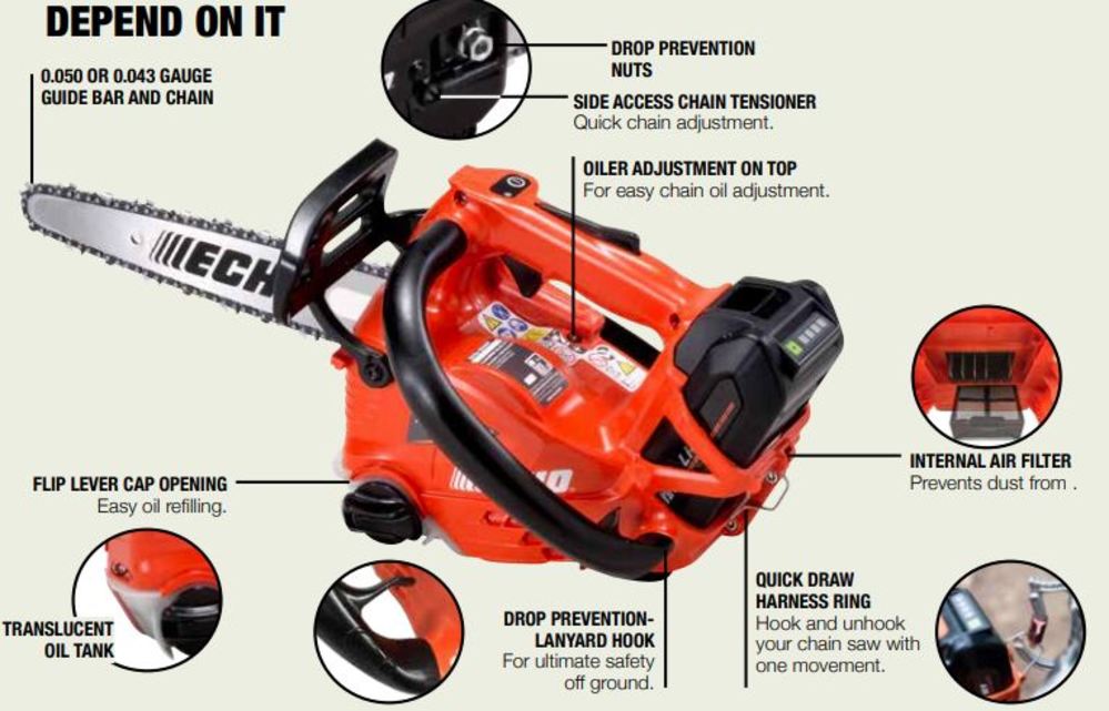 Echo 56V 12″ Chainsaw Bar & Chain 50.4V 2.5Ah Battery Powered Kit - Ascmtools