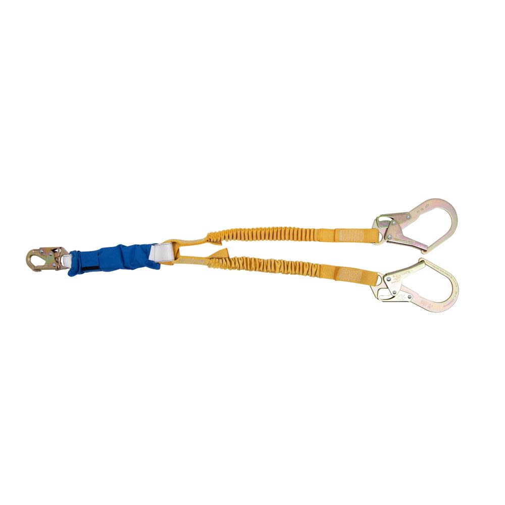 Werner 6ft DeCoil Stretch Twinleg Lanyard (DCELL Shock Pack Elastic Web Snap Hook Rebar Hook) - Ascmtools