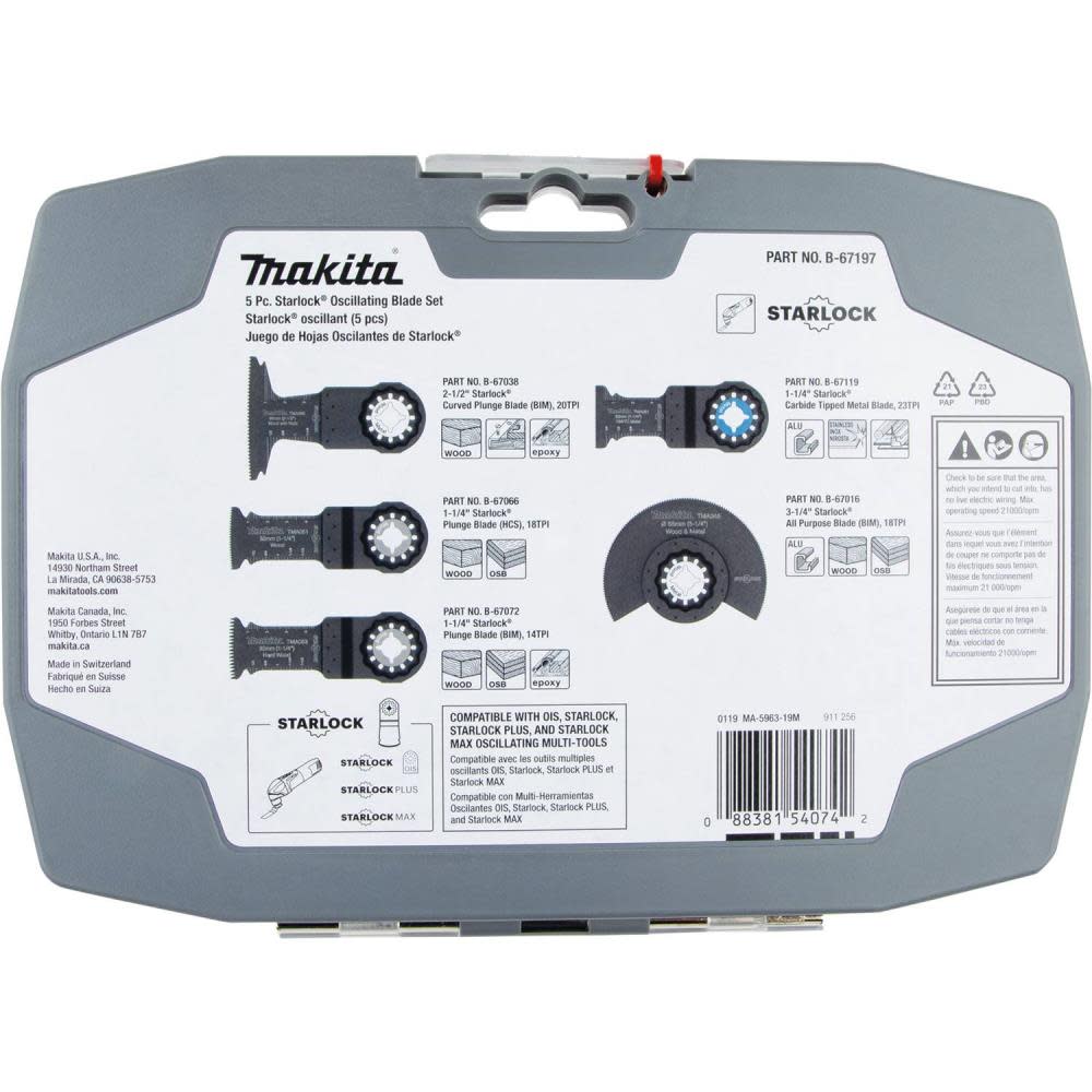 Makita 5 Pc Starlock Oscillating Blade Set - Ascmtools
