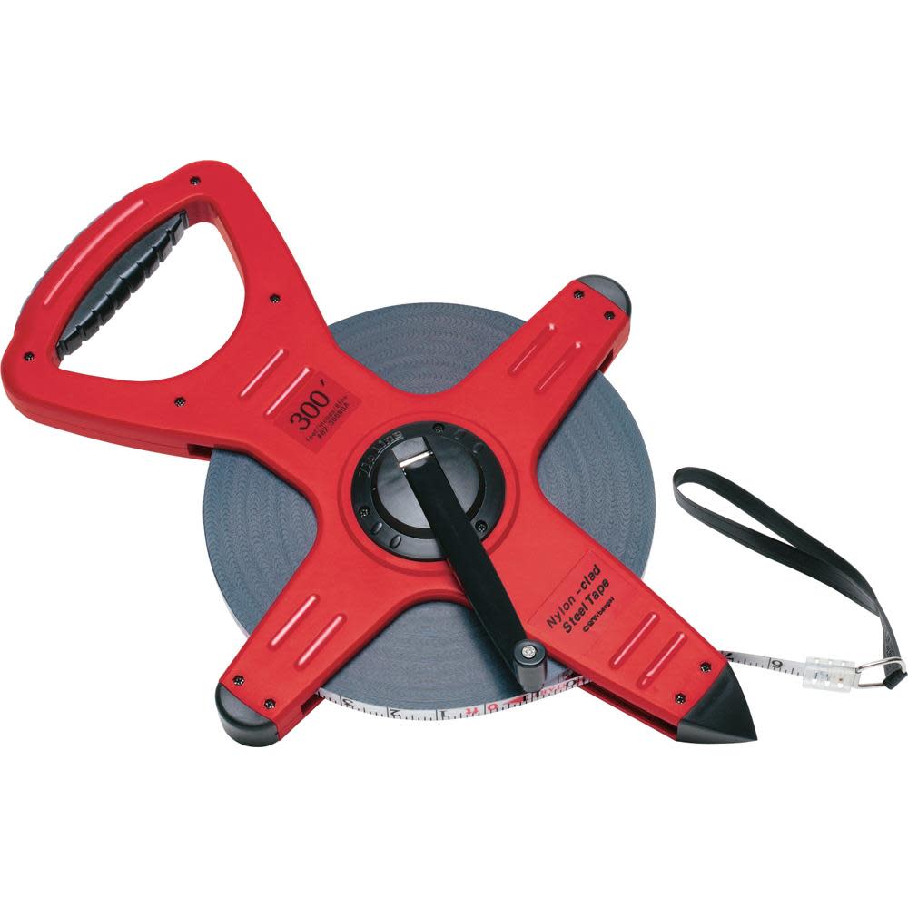 CST Berger 300 Ft. One Sided Pro-Series Zip-Line Nylon-Clad Steel Measuring Tape - Ascmtools
