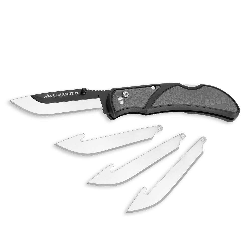 Outdoor Edge RazorLite EDC Folding Knife with 4 Blades Gray 3″ - Ascmtools