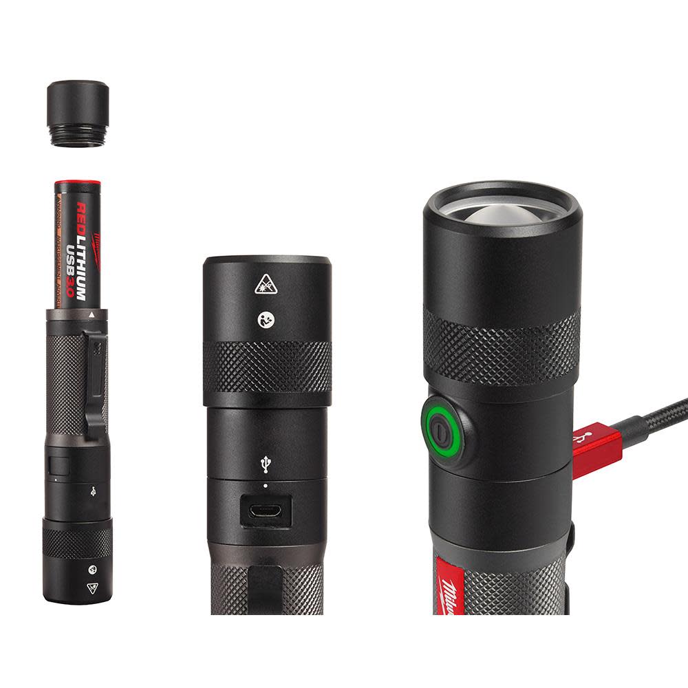 Milwaukee USB Rechargeable Twist Focus Flashlight Kit Bundle - Ascmtools