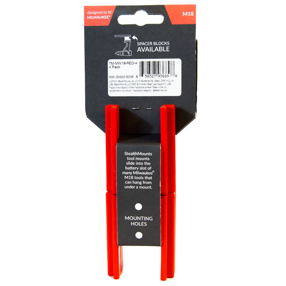 Stealthmounts Tool Mount Milwaukee M18 Red 4pk - Ascmtools
