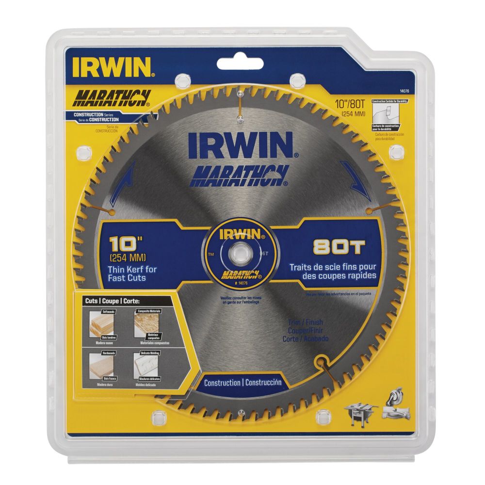 Irwin Marathon Carbide Table/Miter Circular Blade 10″ 80T - Ascmtools