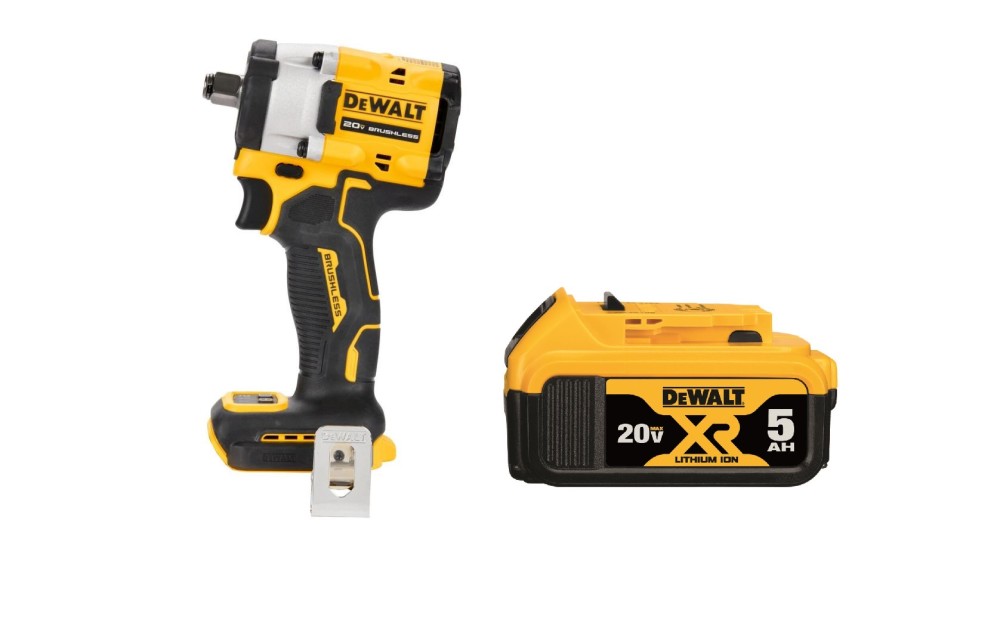 DEWALT ATOMIC 20V MAX 1/2″ Impact Wrench Hog Ring Anvil 5Ah Bundle - Ascmtools