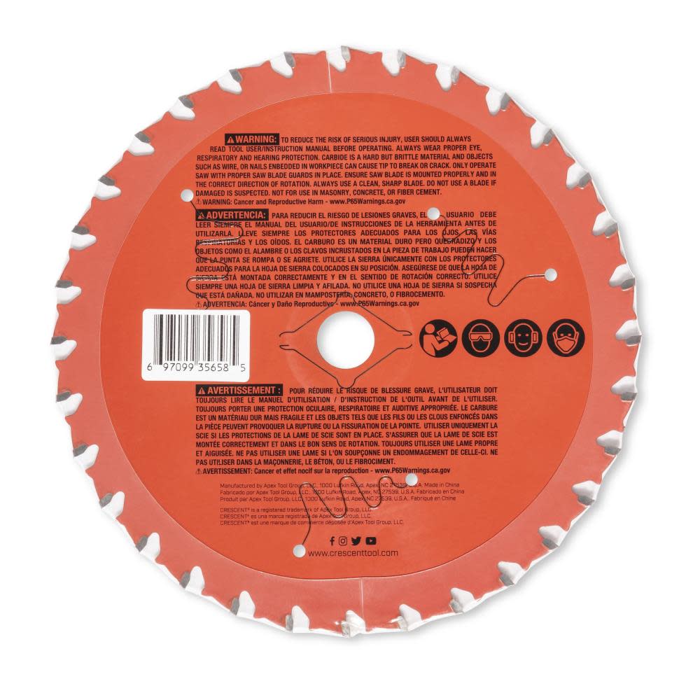 Crescent Circular Saw Blade 6 1/2″ x 32 Tooth Wood / Metal - Ascmtools