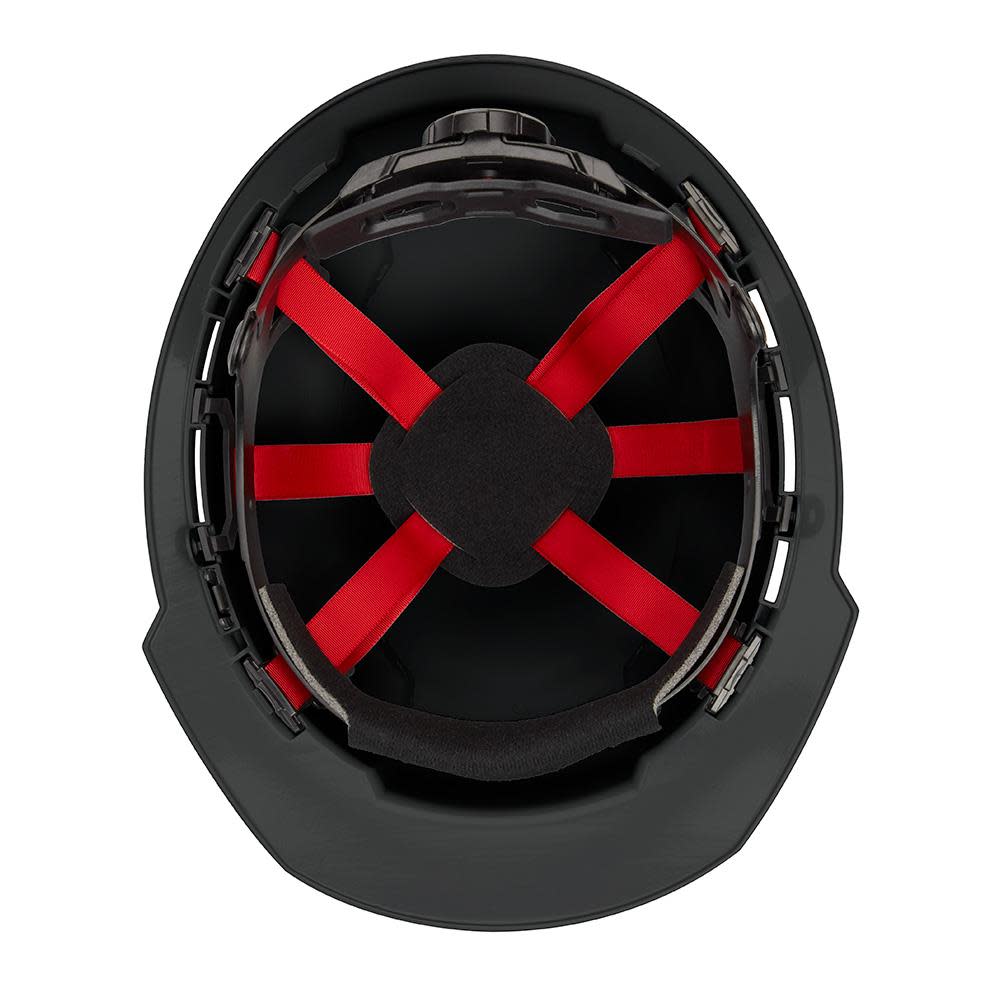 Milwaukee Black Front Brim Vented Hard Hat with 6pt Ratcheting Suspension Type 1 Class C - Ascmtools